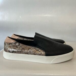 Cole Haan Black & Reptile Print GrandPro Spectator 2.0 Leather Slip On Sneakers